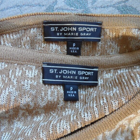 St. John Sport by Marie Gray Beige Animal Print Knit Dress & Cardigan Set–Size P - Picture 15 of 16
